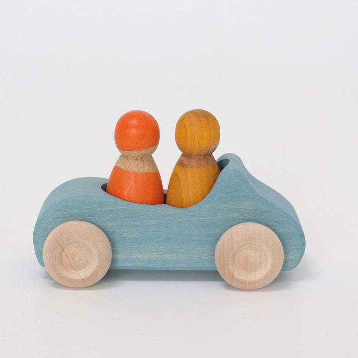 Large Wooden Convertible Car - Blue