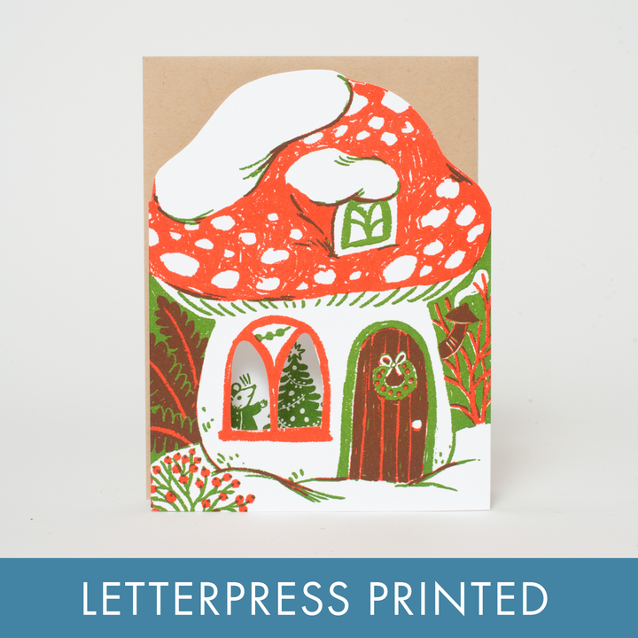 Merry Mushroom House Greeting Card