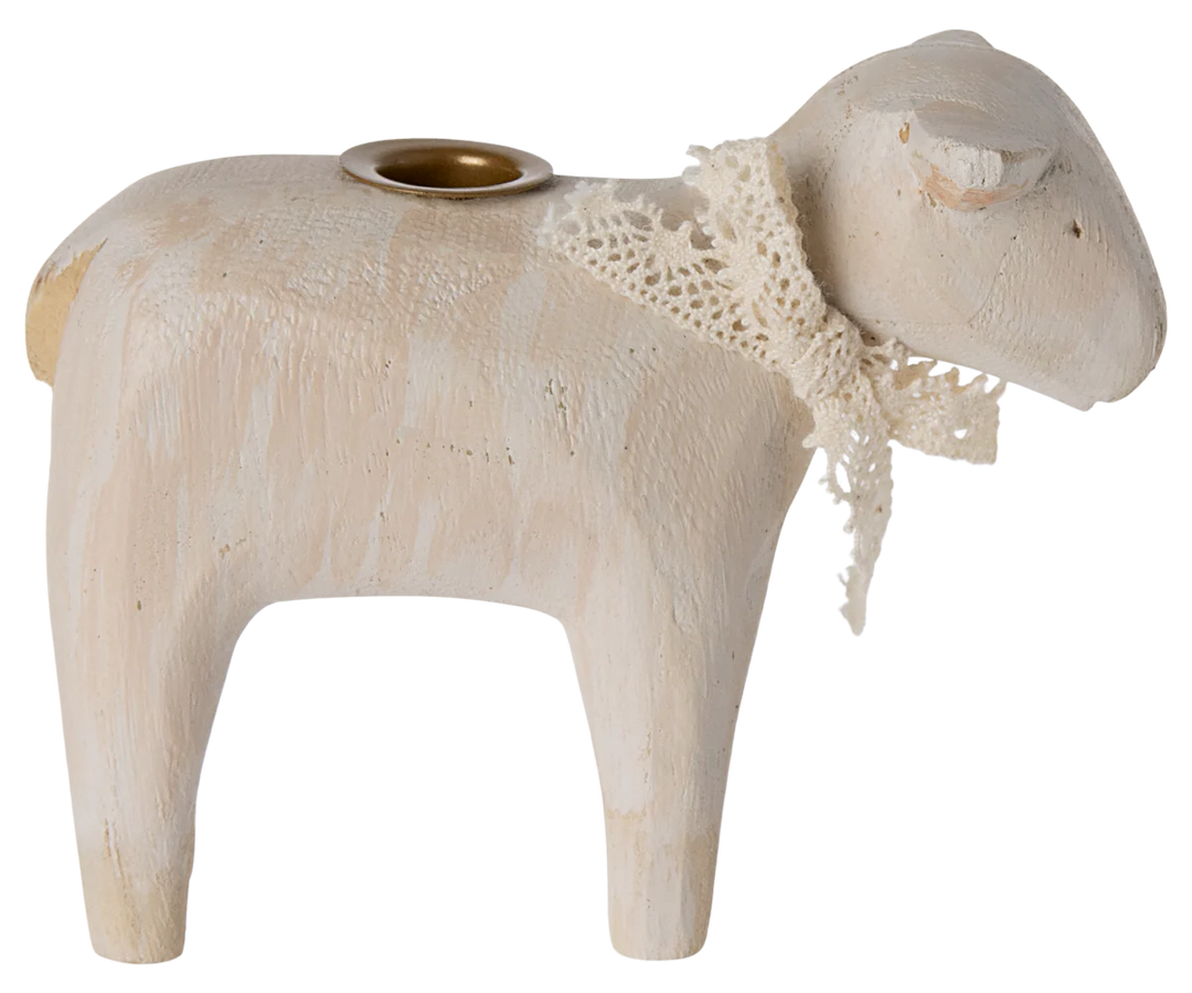 Wooden Candle Holder - Lamb