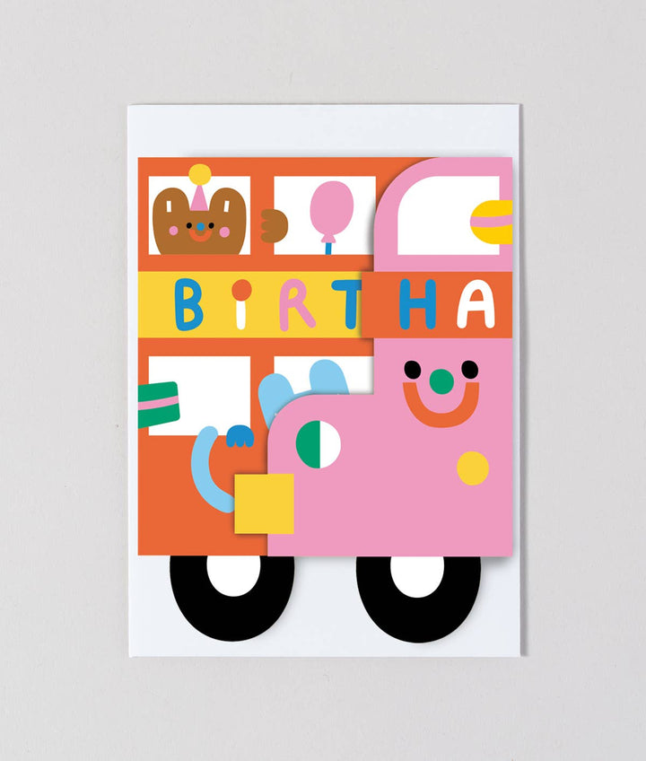 Birthday Bus  Fold Out Kid's Birthday Card