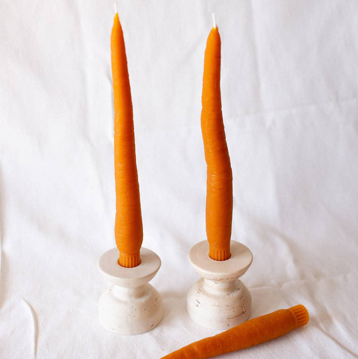 Beeswax Carrot Taper Candles - Pair