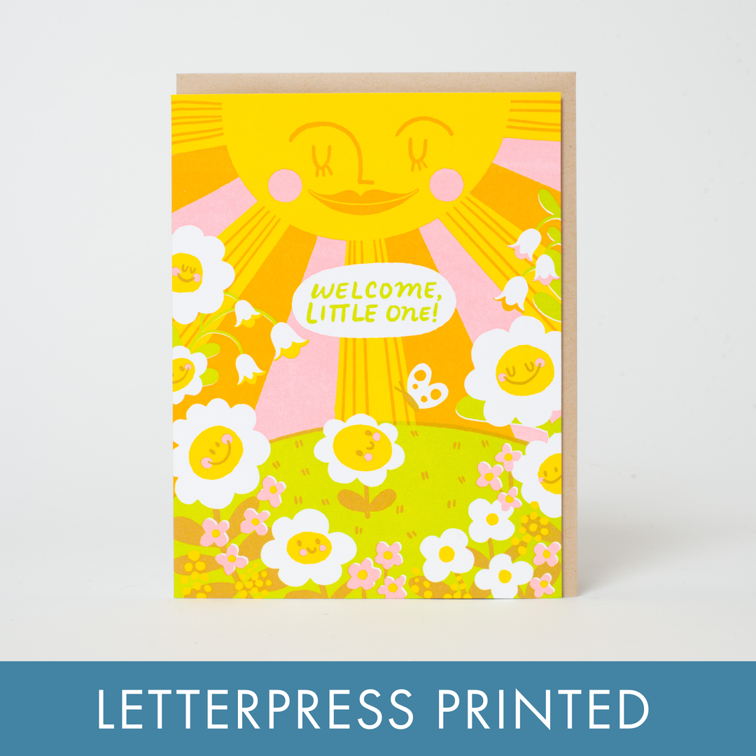 Welcome Baby Garden Letterpress Greeting Card by Hello!Lucky