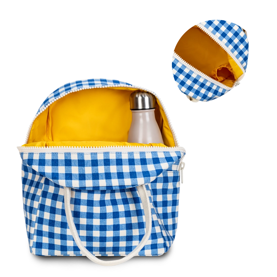 Zipper Lunch Bag - Gingham Blue