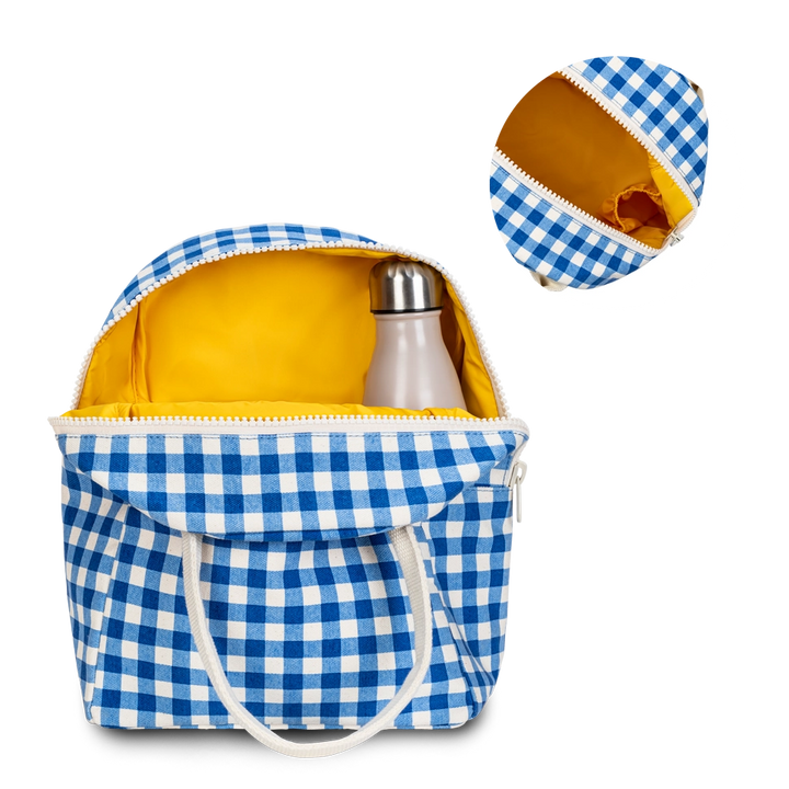 Zipper Lunch Bag - Gingham Blue