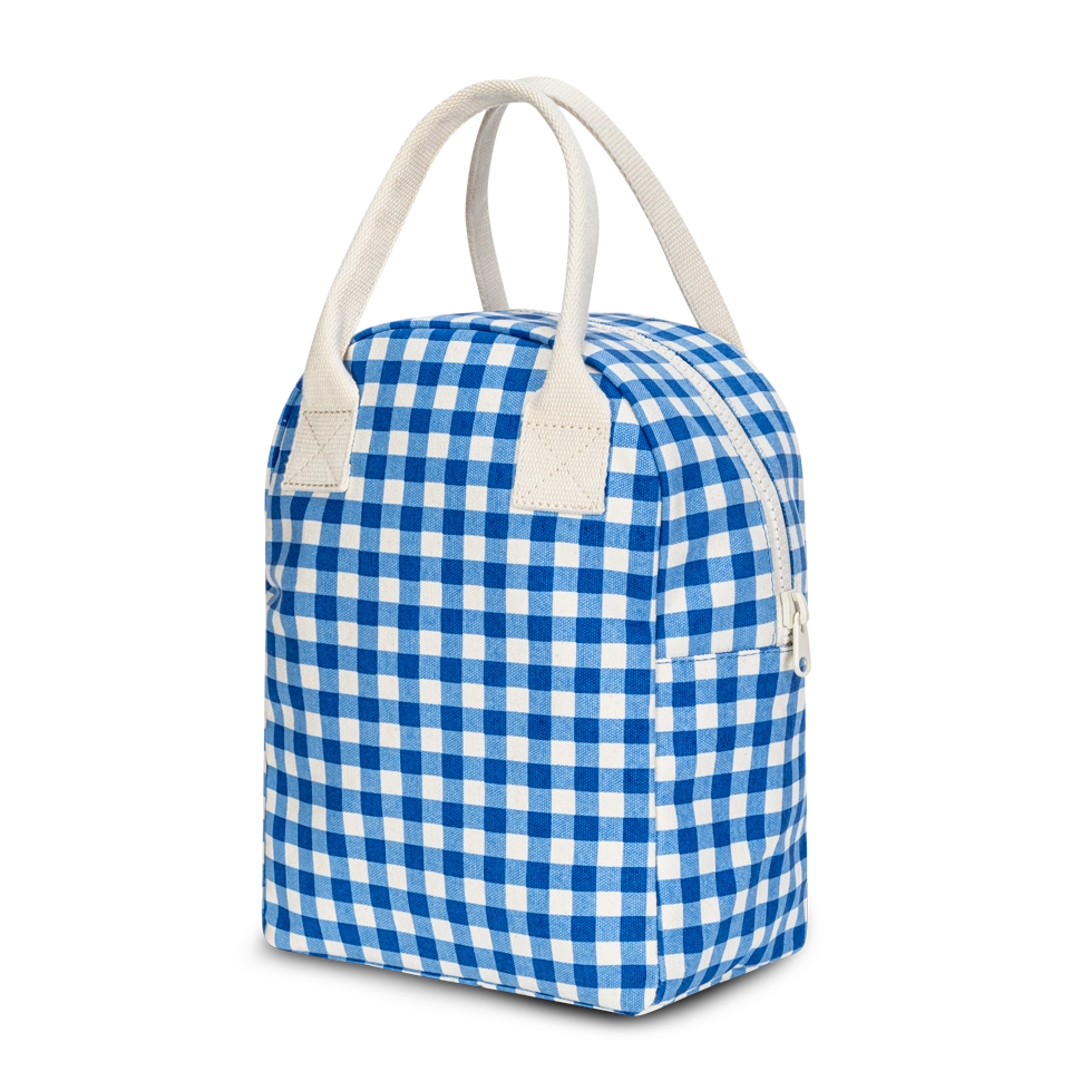 Zipper Lunch Bag - Gingham Blue