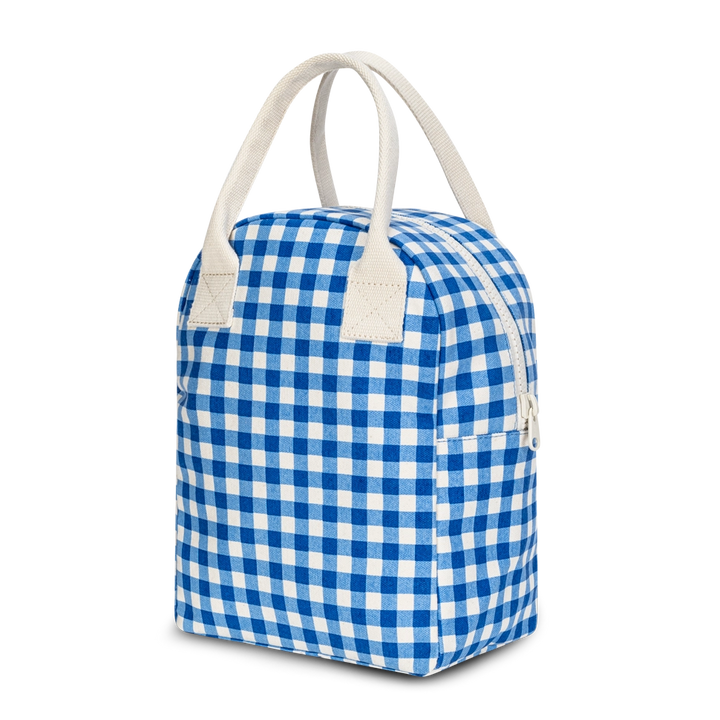 Zipper Lunch Bag - Gingham Blue