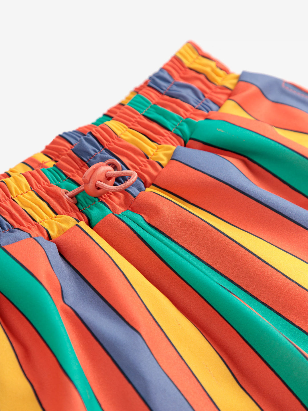 Multicolor Stripes Swim Board Shorts In Red