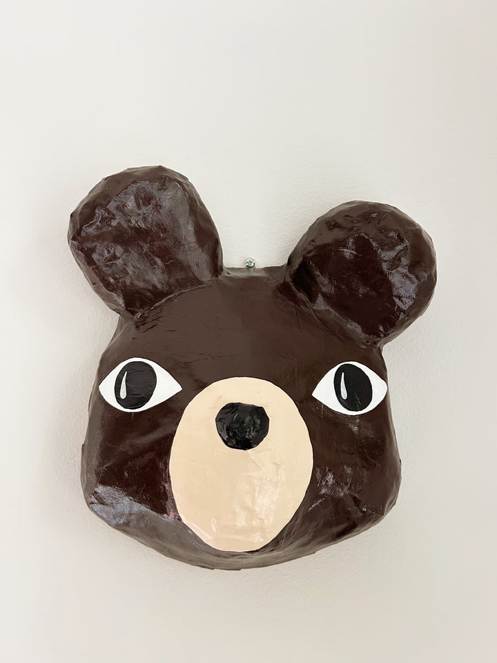 Handmade Papier-mâché Mask, Brown Bear