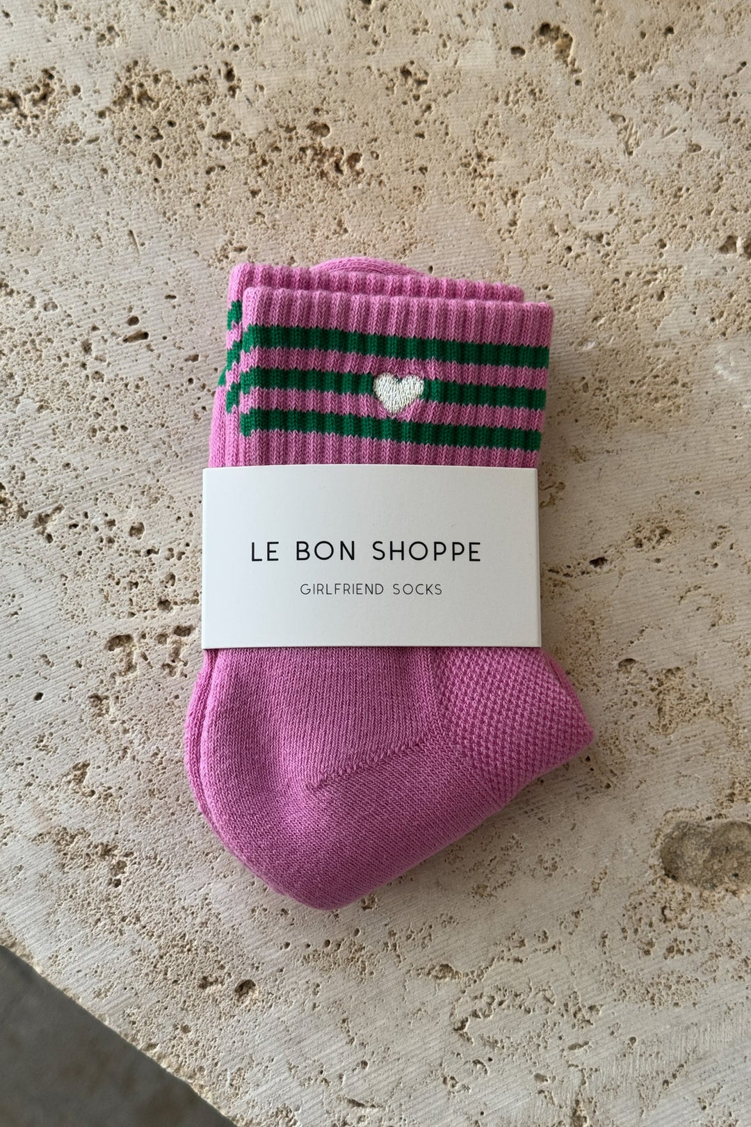 Embroidered Girlfriend Socks - Rose Pink + Heart