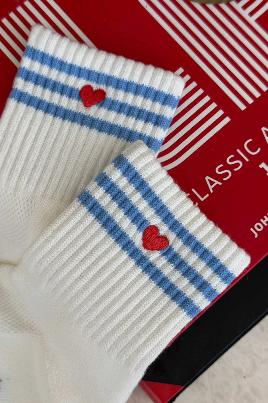 Embroidered Girlfriend Socks - Ivory + Heart