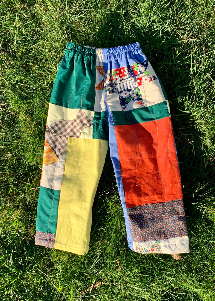 Upcycled Quilt Pants Sz 3/4