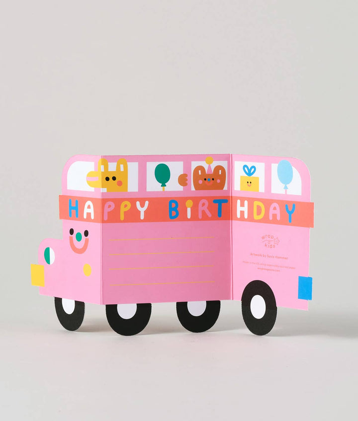 Birthday Bus  Fold Out Kid's Birthday Card