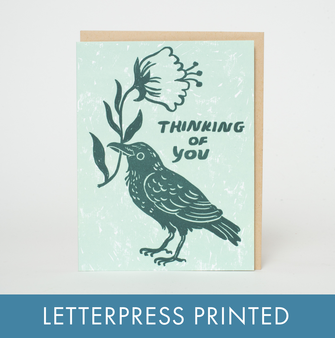 Thinking of You Crow Greeting Card