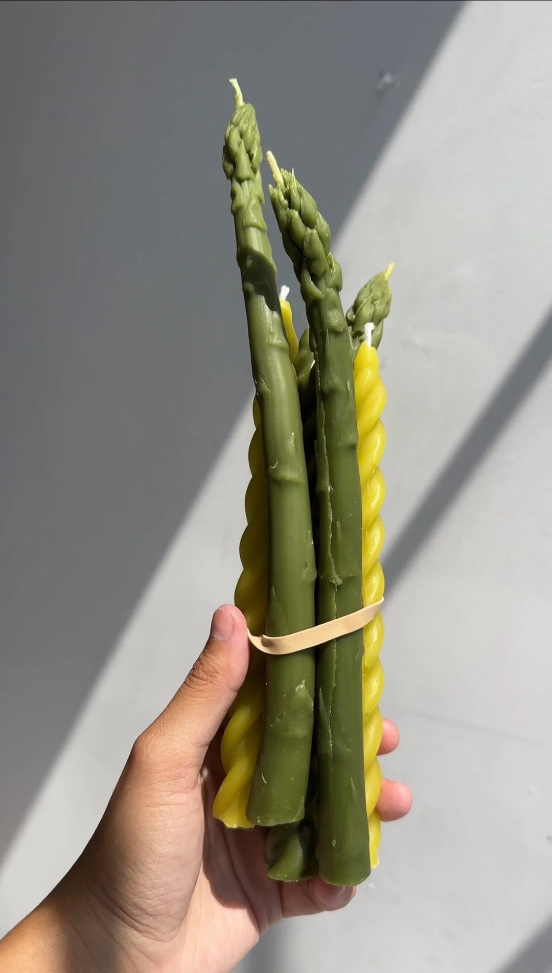 Asparagus Beeswax Candle Tapers (Set of 2)