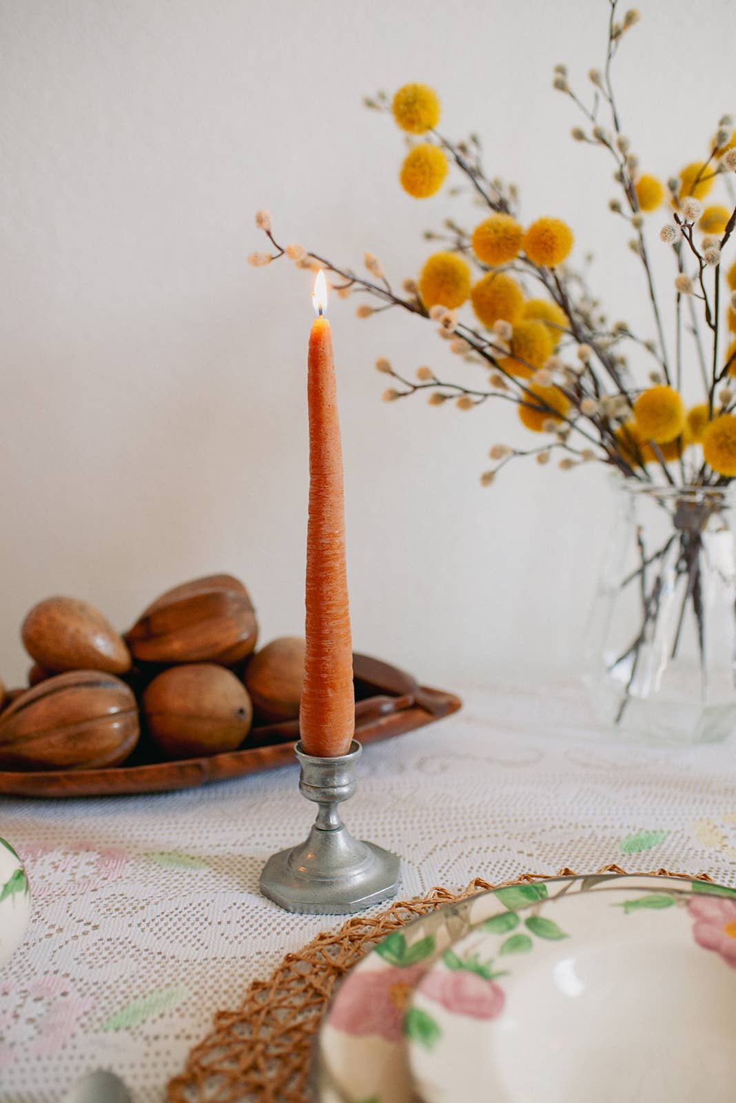 Beeswax Carrot Taper Candles - Pair