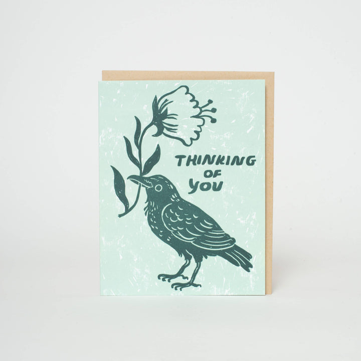 Thinking of You Crow Greeting Card