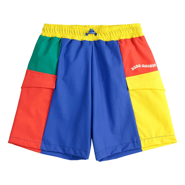 Color block swim board shorts